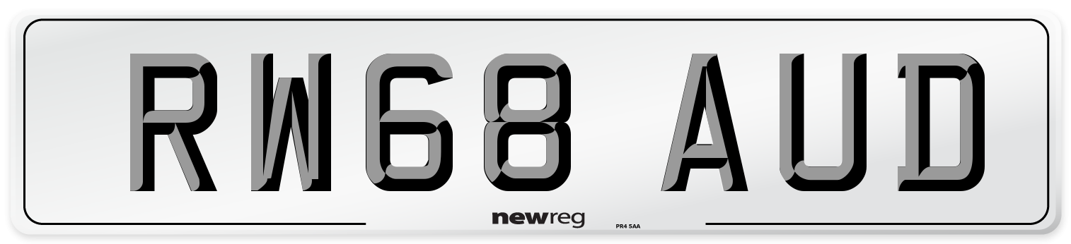 RW68 AUD Number Plate from New Reg